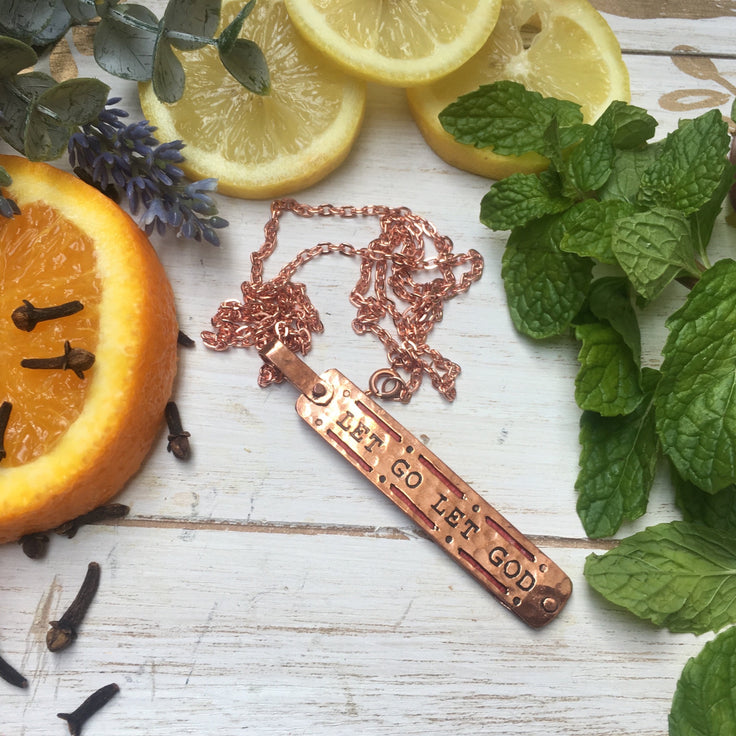 “Let Go Let God” Vented In Brooklyn® Copper Diffuser Necklace