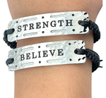 Load image into Gallery viewer, Believe/Strength Vented In Brooklyn Power Word Aromatherapy Essential Oil  Diffuser Bracelet  2 Pack in Silver

