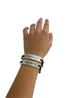 Load image into Gallery viewer, Believe/Strength Vented Power Word Aromatherapy Diffuser Bracelet  2 Pack in Silver
