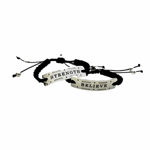 Believe/Strength Vented Power Word Aromatherapy Diffuser Bracelet  2 Pack in Silver